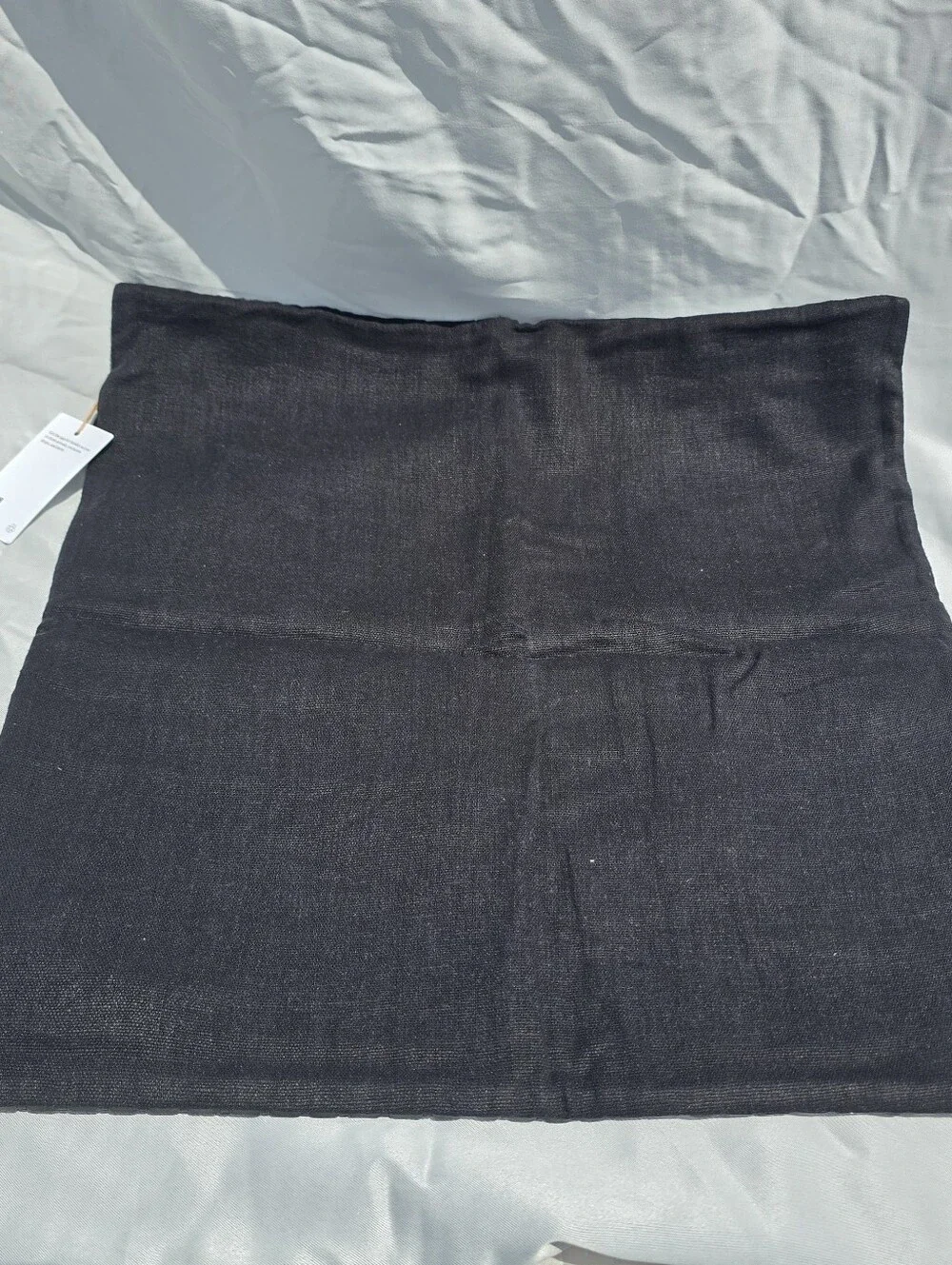 Quince Black Leather Basketweave Pillow Cover 20